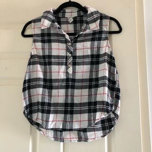 Black & white plaid collared tank top - Forever 21